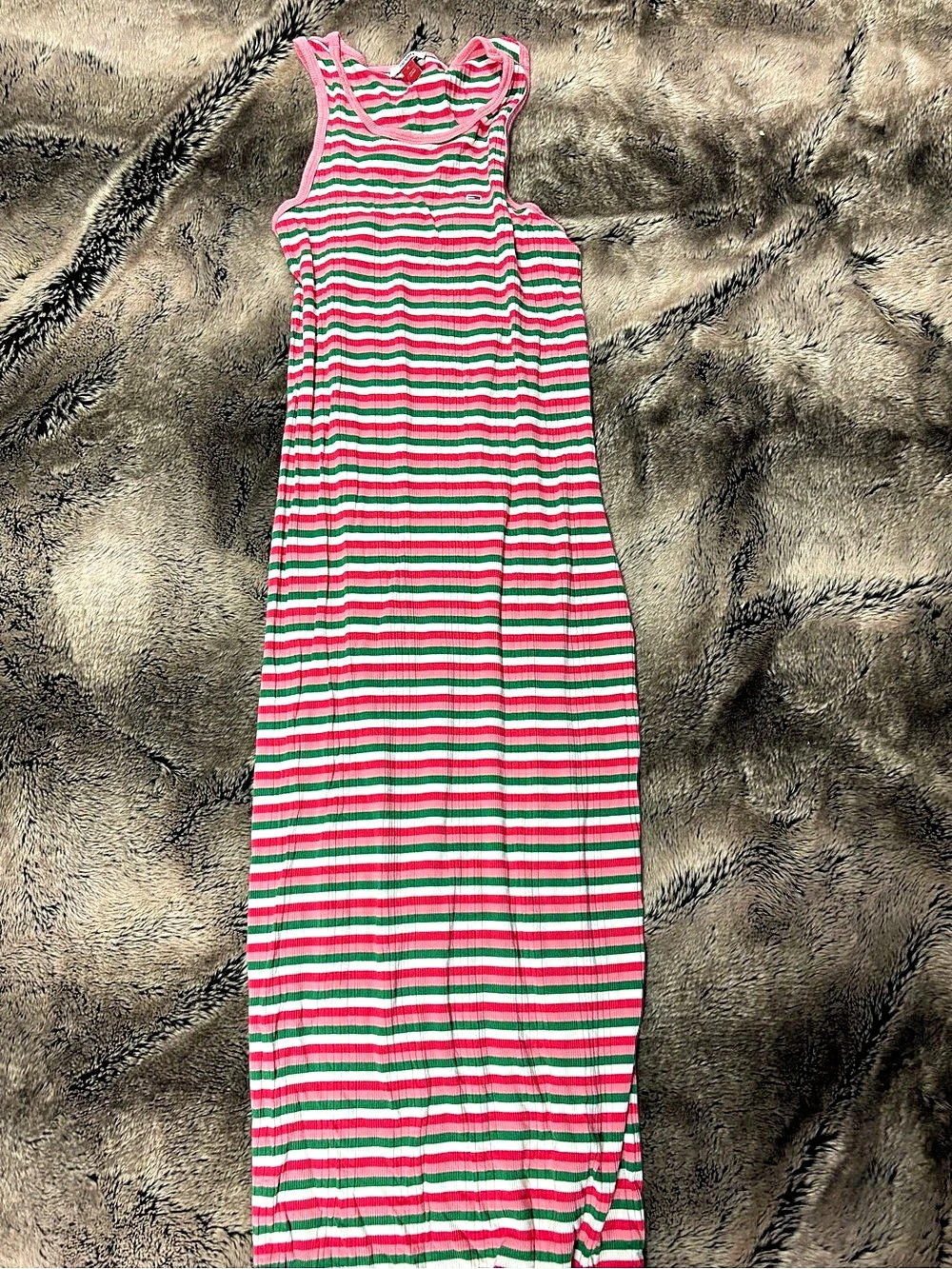 Tommy Jeans Striped Maxi Dress in Pink & Green Size Medium